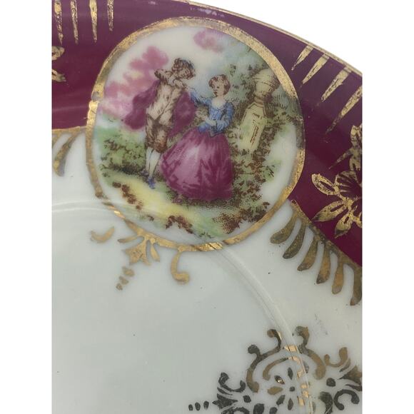 vintage Royal Sealy China Japan rare couple art gold trim bread dessert plate - Picture 2 of 4